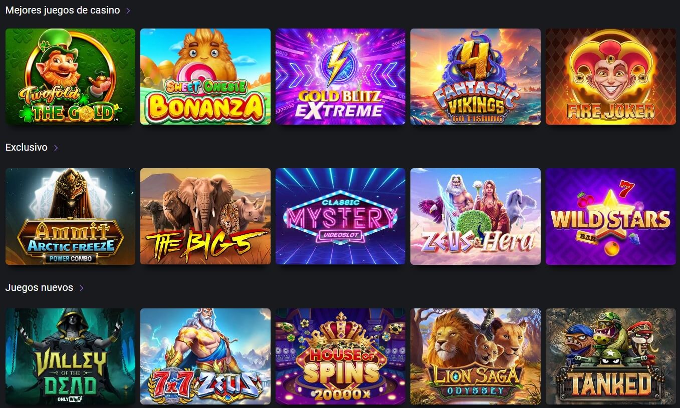 Variety of games at One Casino